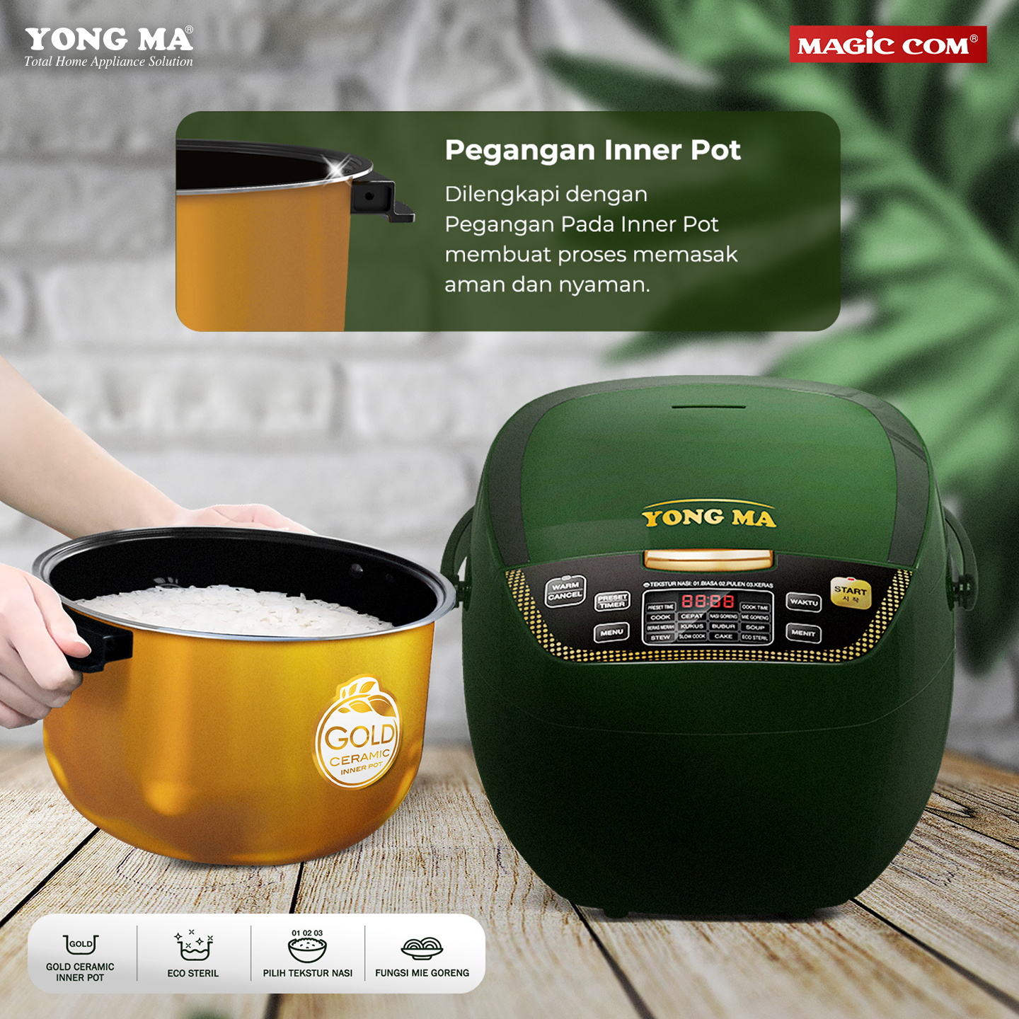 Yong Ma Digital Rice Cooker 2L - SMC8017N | SMC-8017N Green